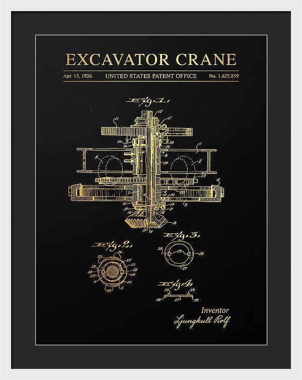 Excavator Crane Gold Patent Us1625859a