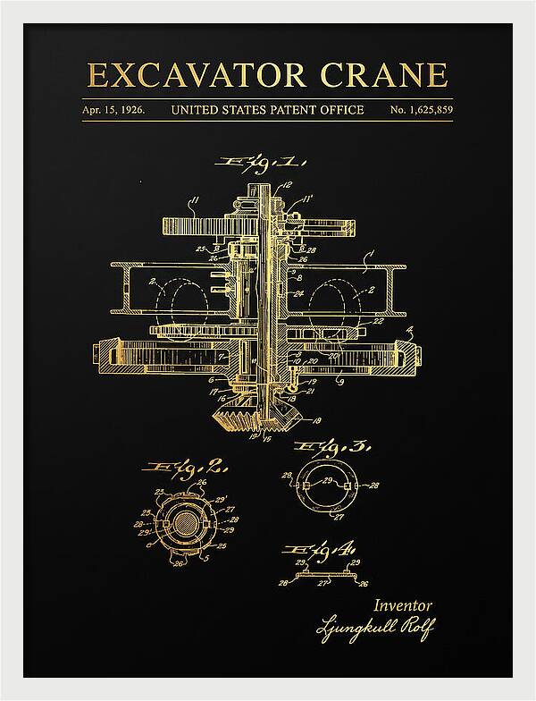 Excavator Crane Gold Patent Us1625859a