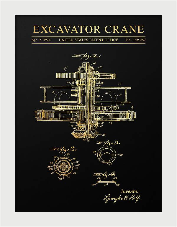 Excavator Crane Gold Patent Us1625859a