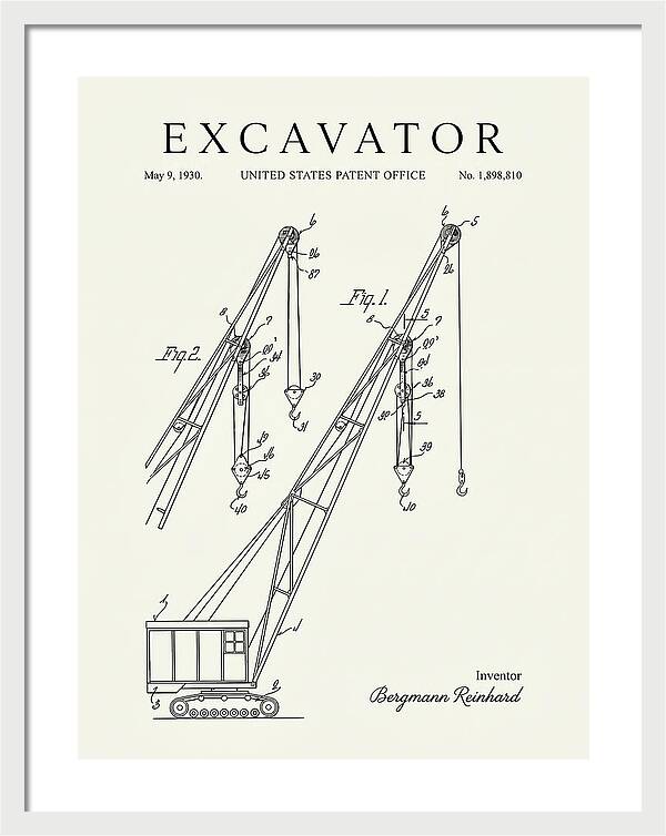 Excavator Crane Minimalist Patent Us1898810a