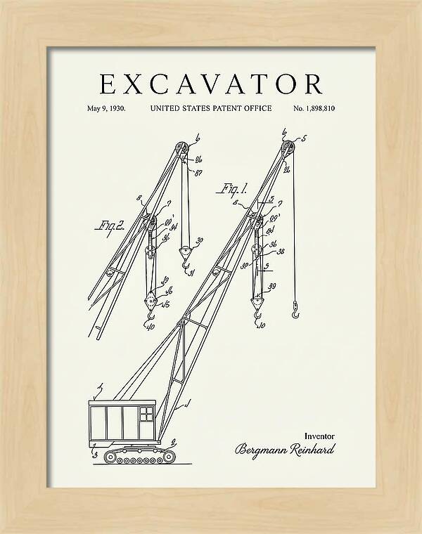 Excavator Crane Minimalist Patent Us1898810a
