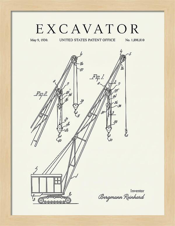 Excavator Crane Minimalist Patent Us1898810a
