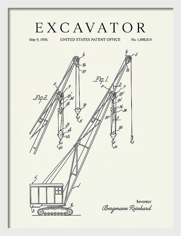 Excavator Crane Minimalist Patent Us1898810a