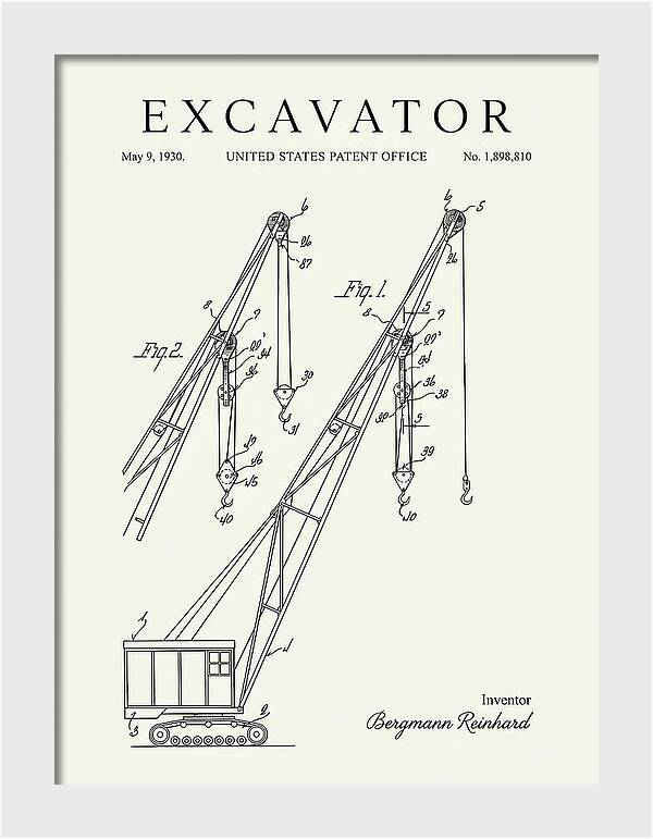 Excavator Crane Minimalist Patent Us1898810a