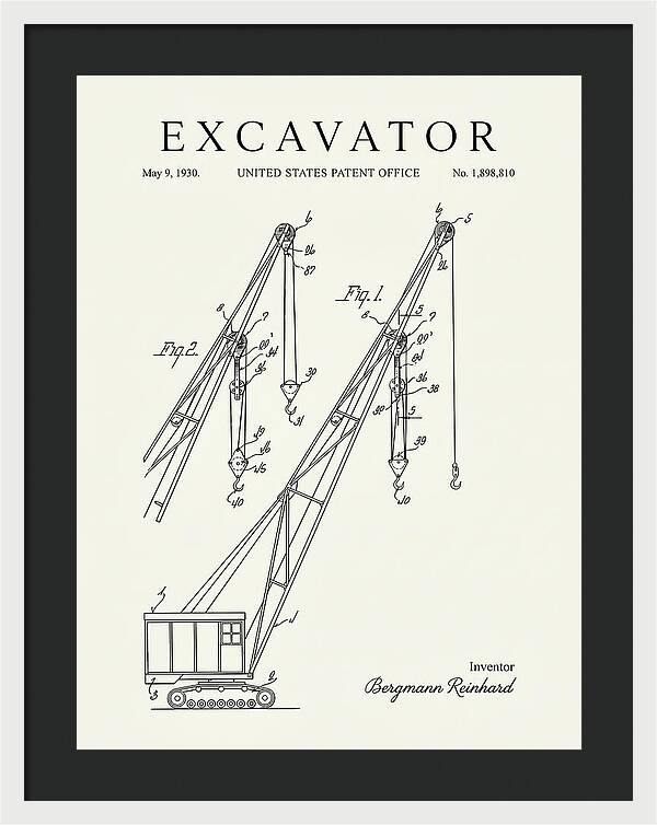Excavator Crane Minimalist Patent Us1898810a