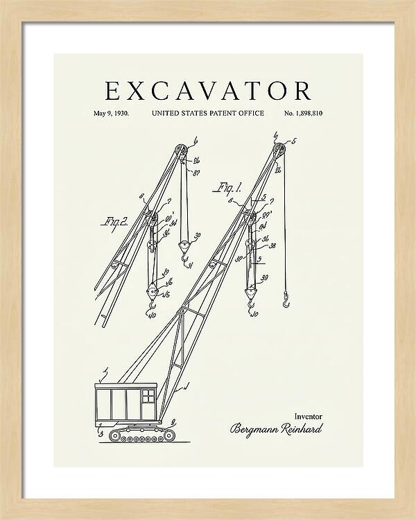 Excavator Crane Minimalist Patent Us1898810a