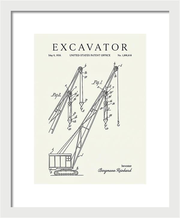 Excavator Crane Minimalist Patent Us1898810a