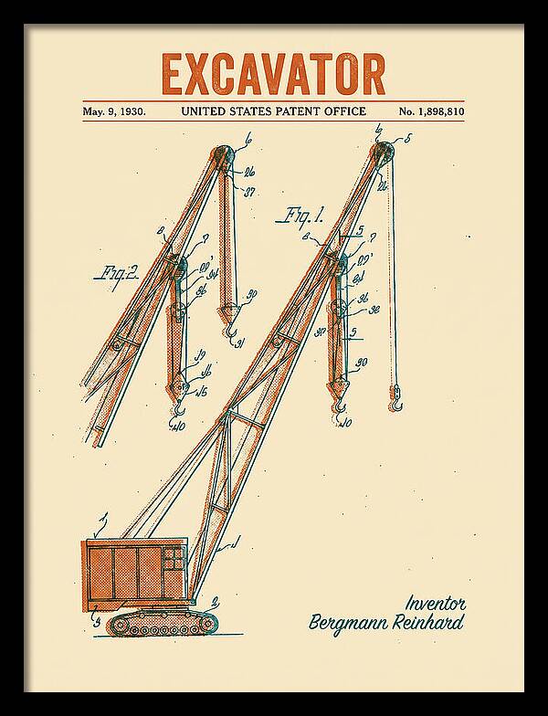 Excavator Crane Retro Patent Us1898810a