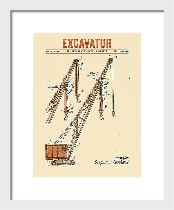Excavator Crane Retro Patent Us1898810a