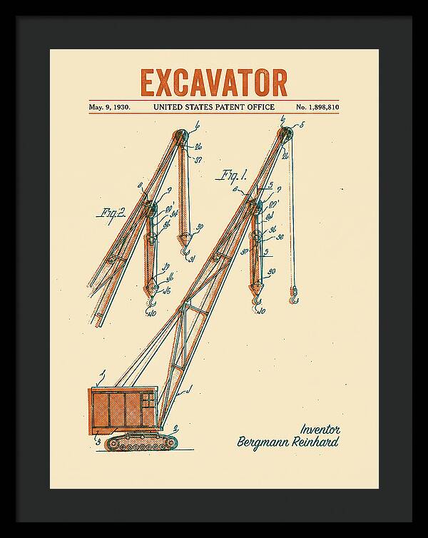 Excavator Crane Retro Patent Us1898810a