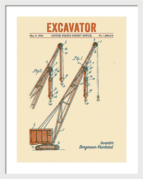 Excavator Crane Retro Patent Us1898810a