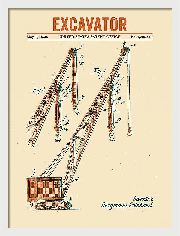 Excavator Crane Retro Patent Us1898810a
