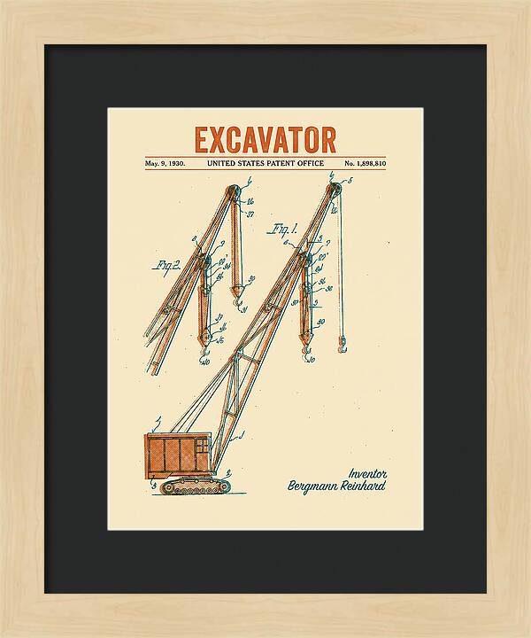 Excavator Crane Retro Patent Us1898810a