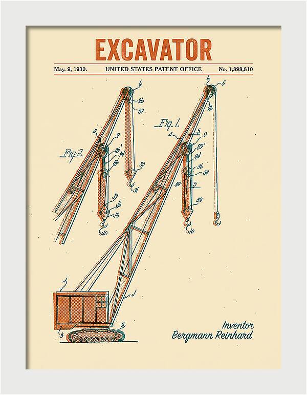 Excavator Crane Retro Patent Us1898810a