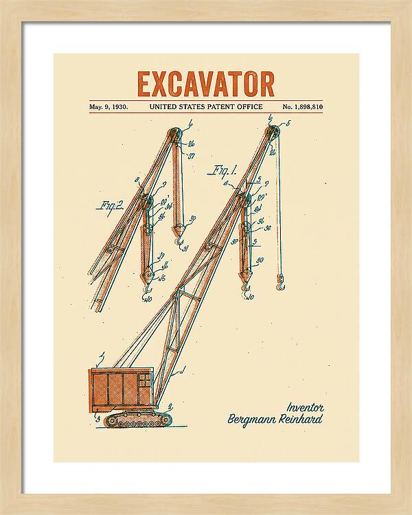 Excavator Crane Retro Patent Us1898810a