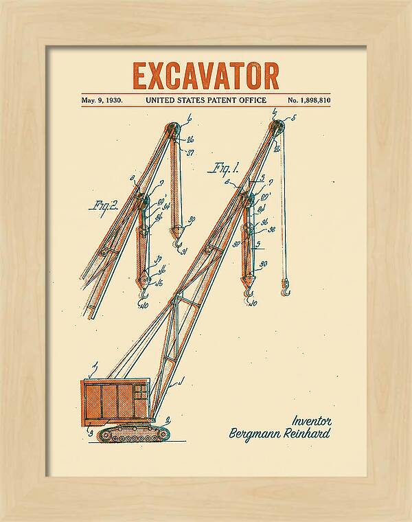 Excavator Crane Retro Patent Us1898810a