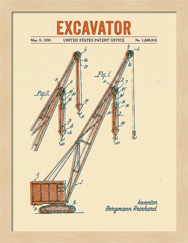 Excavator Crane Retro Patent Us1898810a