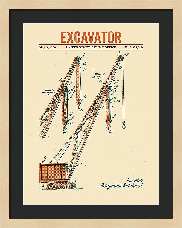 Excavator Crane Retro Patent Us1898810a
