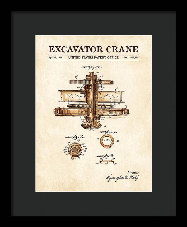 Excavator Crane Watercolor Patent Us1625859a