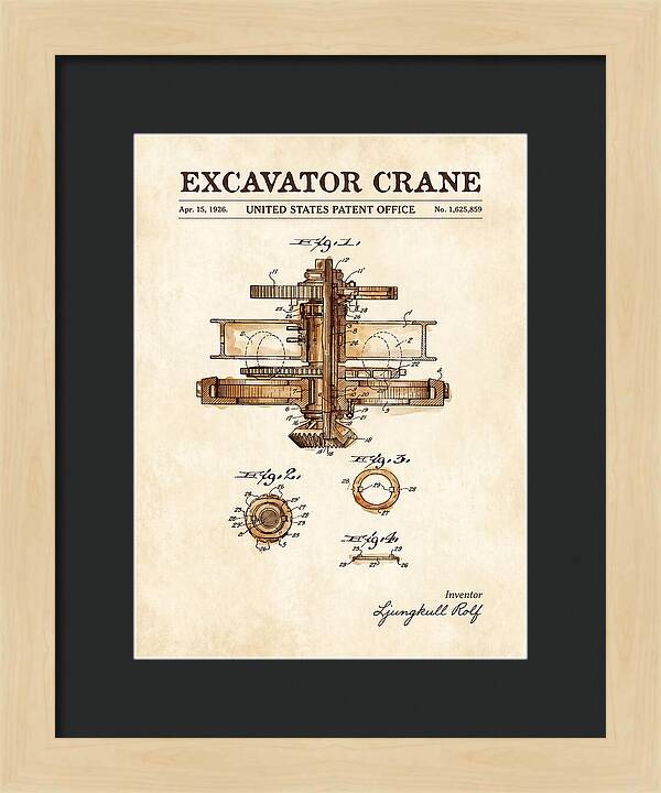 Excavator Crane Watercolor Patent Us1625859a