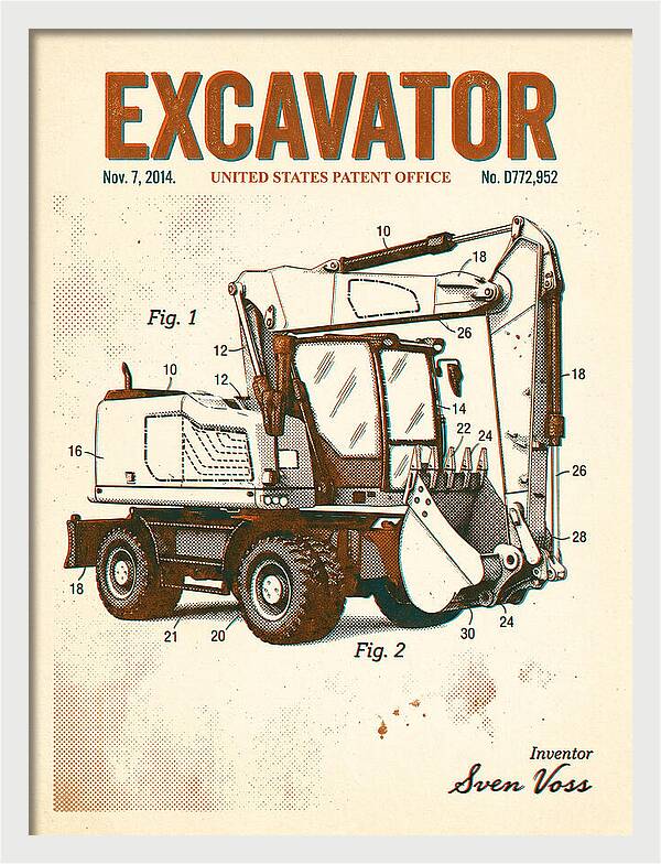 Excavator Retro Patent Usd772952s1