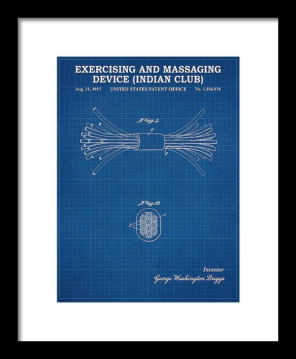Exercising And Massaging Device Indian Club Blueprint Patent Us1254974a