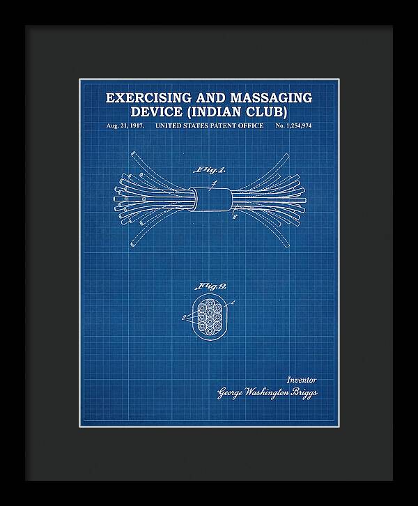 Exercising And Massaging Device Indian Club Blueprint Patent Us1254974a