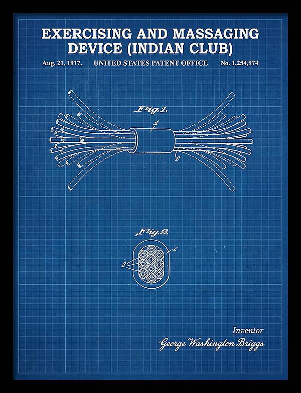 Exercising And Massaging Device Indian Club Blueprint Patent Us1254974a