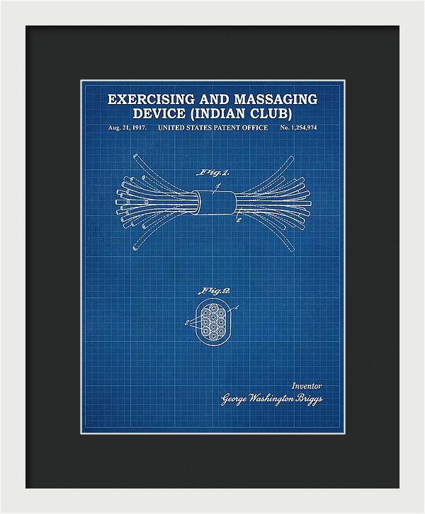 Exercising And Massaging Device Indian Club Blueprint Patent Us1254974a