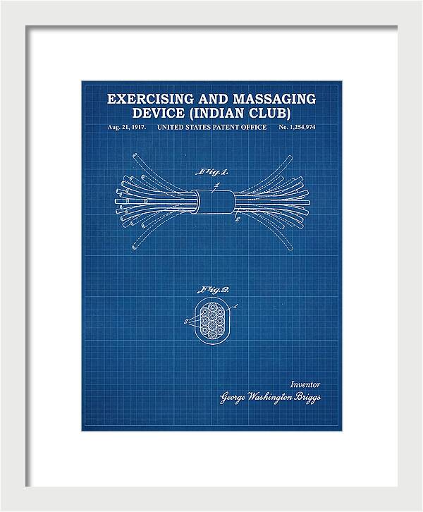 Exercising And Massaging Device Indian Club Blueprint Patent Us1254974a