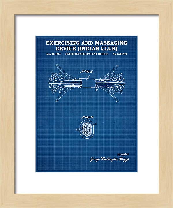 Exercising And Massaging Device Indian Club Blueprint Patent Us1254974a