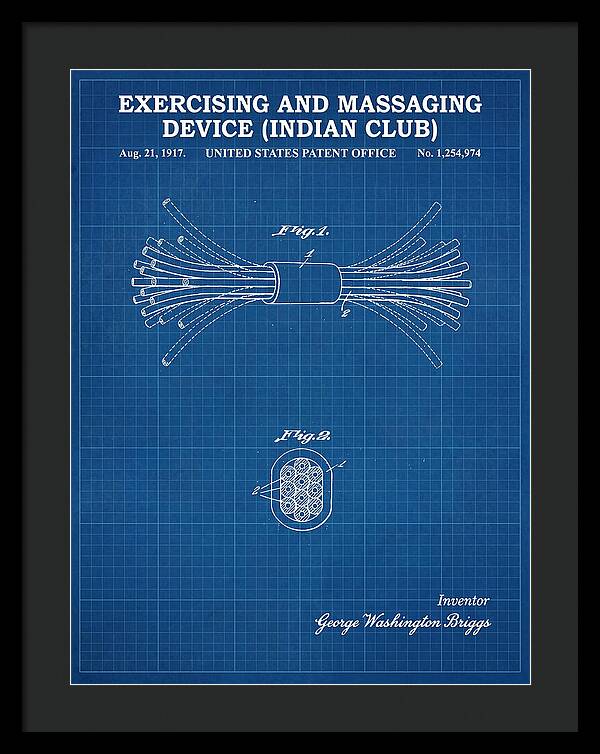 Exercising And Massaging Device Indian Club Blueprint Patent Us1254974a