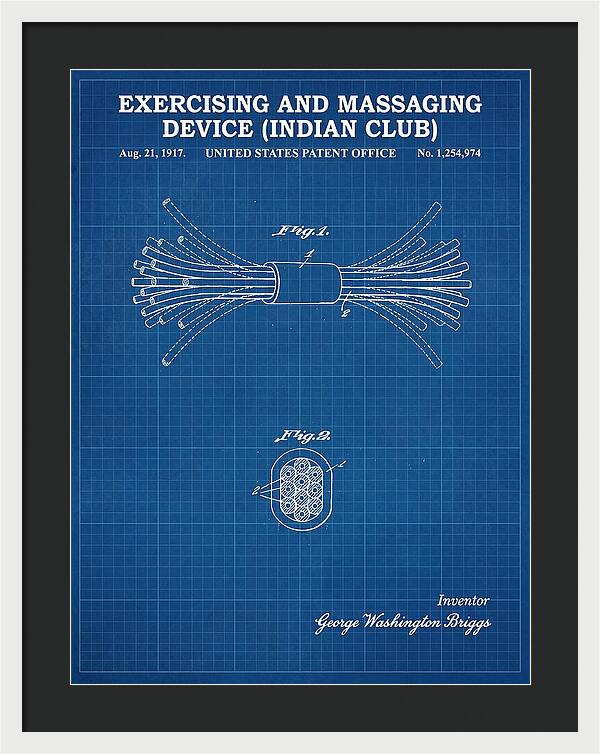 Exercising And Massaging Device Indian Club Blueprint Patent Us1254974a