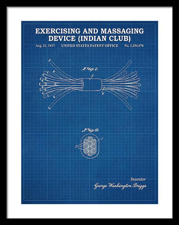 Exercising And Massaging Device Indian Club Blueprint Patent Us1254974a