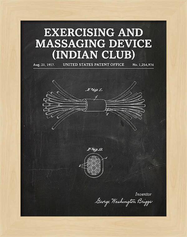 Exercising And Massaging Device Indian Club Chalkboard Patent Us1254974a
