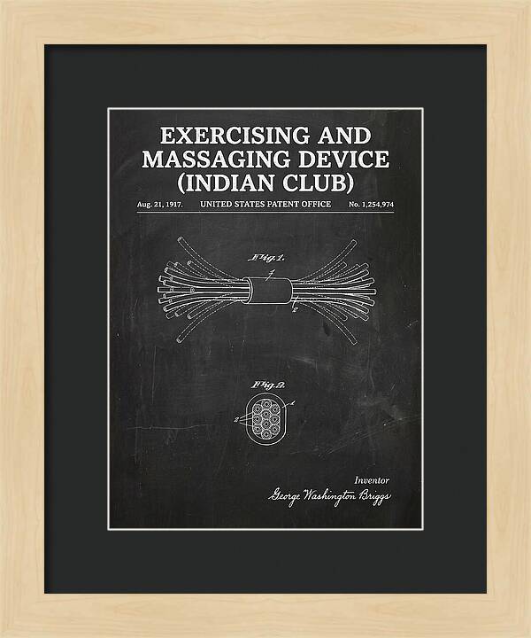 Exercising And Massaging Device Indian Club Chalkboard Patent Us1254974a