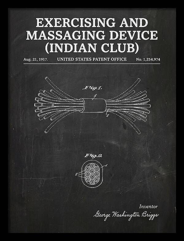Exercising And Massaging Device Indian Club Chalkboard Patent Us1254974a