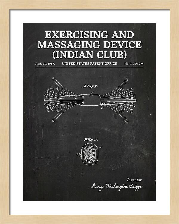 Exercising And Massaging Device Indian Club Chalkboard Patent Us1254974a