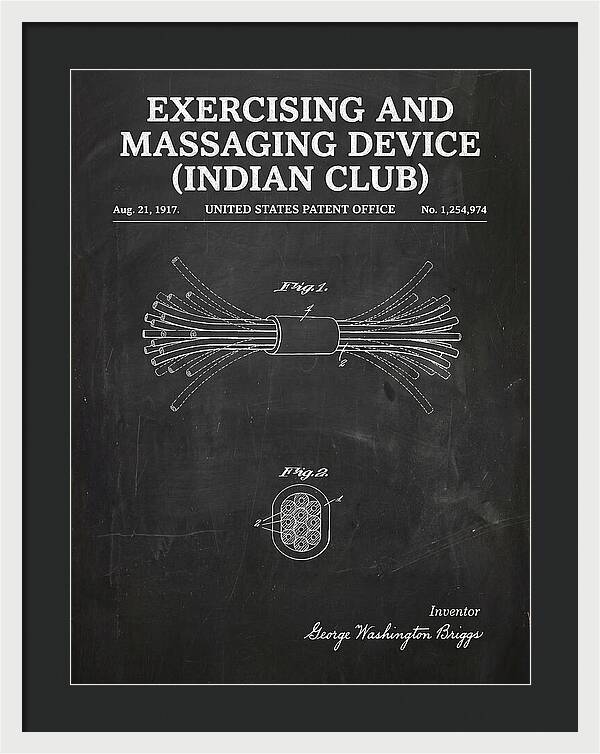 Exercising And Massaging Device Indian Club Chalkboard Patent Us1254974a