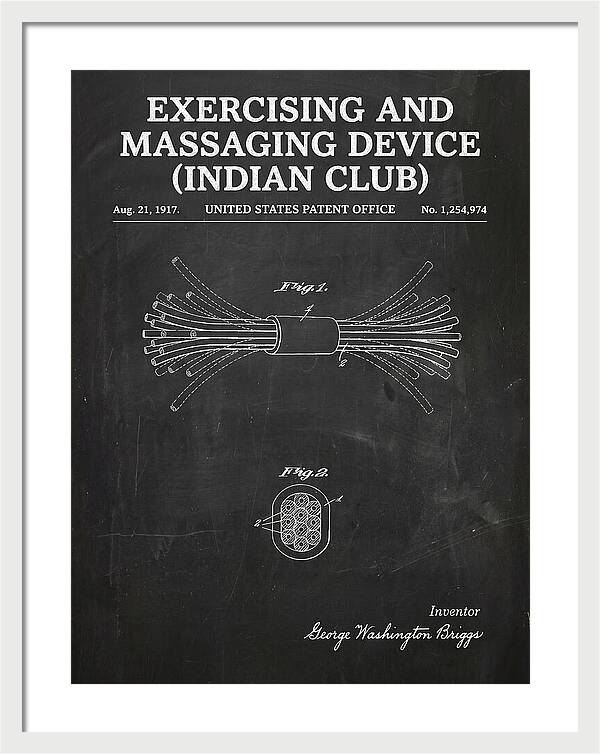 Exercising And Massaging Device Indian Club Chalkboard Patent Us1254974a