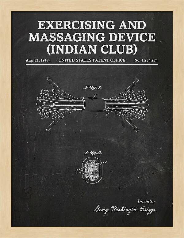 Exercising And Massaging Device Indian Club Chalkboard Patent Us1254974a