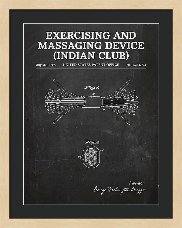 Exercising And Massaging Device Indian Club Chalkboard Patent Us1254974a