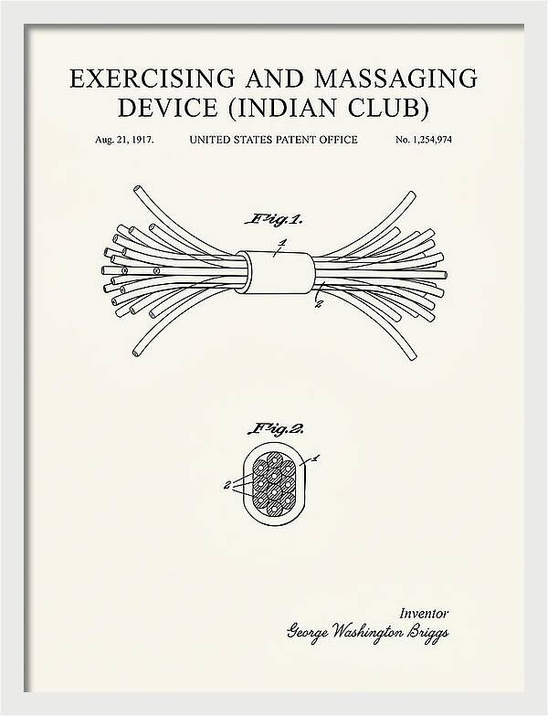 Exercising And Massaging Device Indian Club Minimalist Patent Us1254974a