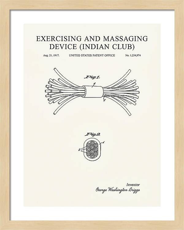 Exercising And Massaging Device Indian Club Minimalist Patent Us1254974a