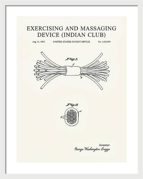 Exercising And Massaging Device Indian Club Minimalist Patent Us1254974a