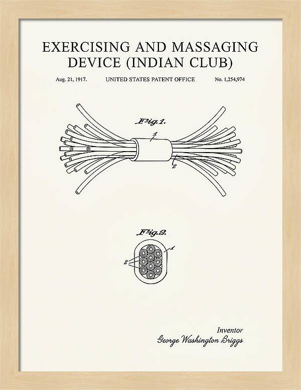 Exercising And Massaging Device Indian Club Minimalist Patent Us1254974a