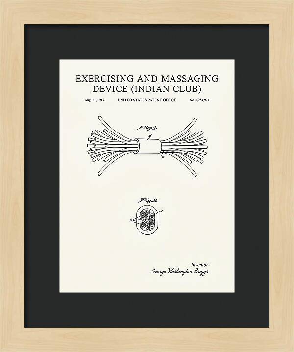 Exercising And Massaging Device Indian Club Minimalist Patent Us1254974a