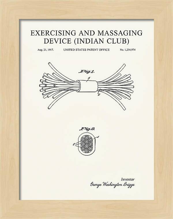 Exercising And Massaging Device Indian Club Minimalist Patent Us1254974a