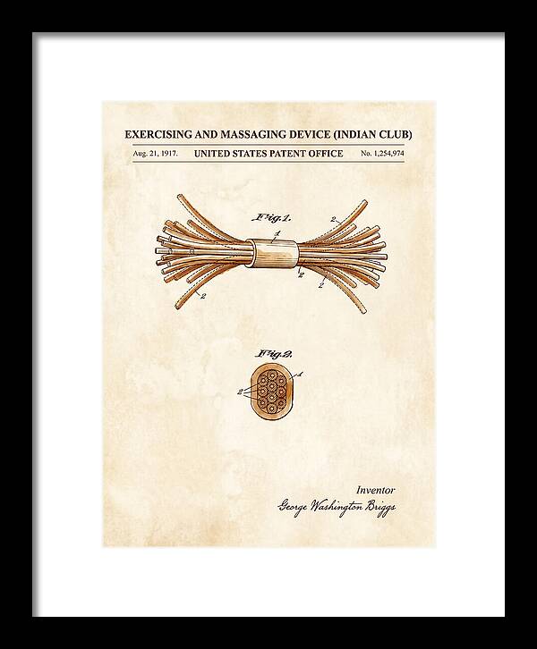 Exercising And Massaging Device Indian Club Watercolor Patent Us1254974a