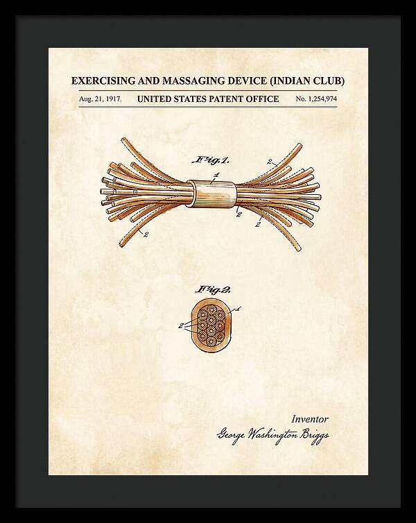 Exercising And Massaging Device Indian Club Watercolor Patent Us1254974a
